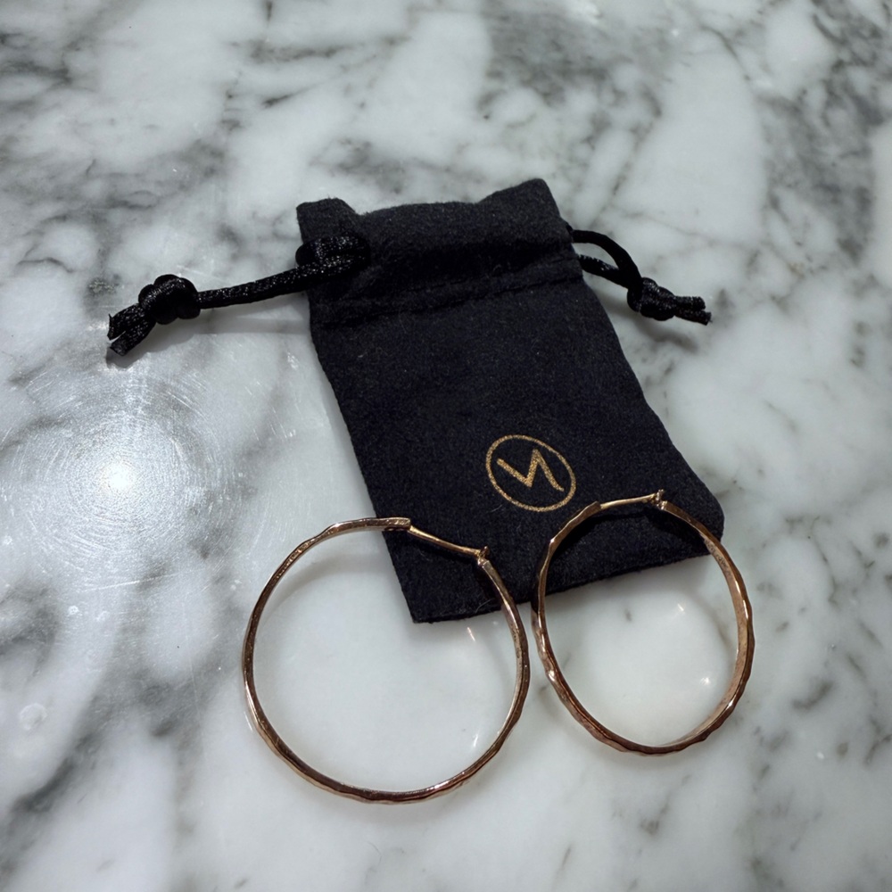 RARE Mejuri Raw Large Gold Hoop Earrings - Picture 2 of 3